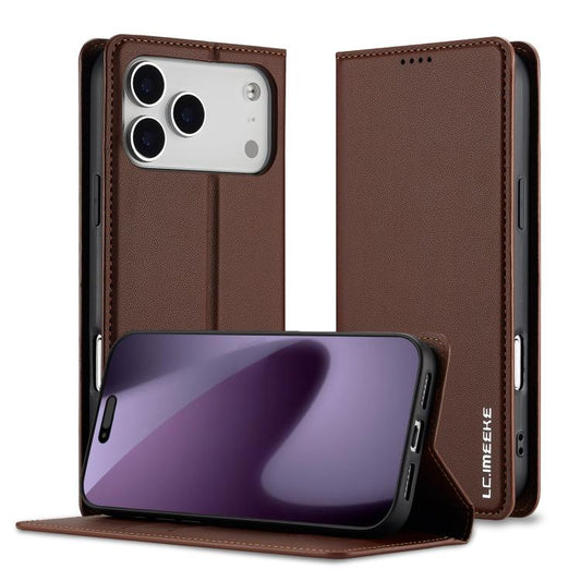 For iPhone 17 Pro Max LC.IMEEKE L1 Series Frosted Fine Texture PU Phone Case(Brown) - iPhone 17 Pro Max Cases by LC.IMEEKE | Online Shopping UK | buy2fix