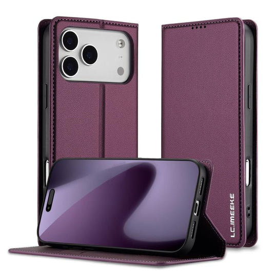 For iPhone 18 Pro Max / 17 Pro Max LC.IMEEKE L1 Series Frosted Fine Texture PU Phone Case(Purple)