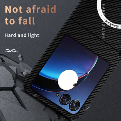 For Motorola Razr 50 Carbon Fiber Texture MagSafe Magnetic Phone Case(Black Blue) by buy2fix