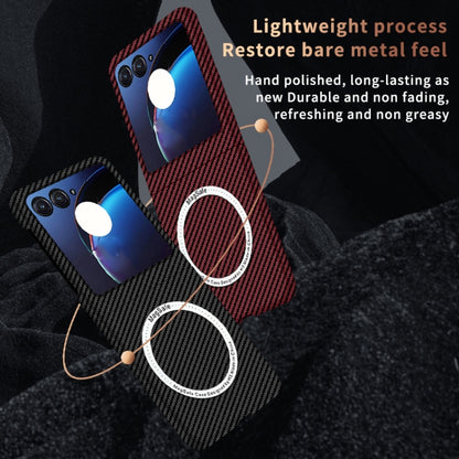 For Motorola Razr 50 Carbon Fiber Texture MagSafe Magnetic Phone Case(Black Blue) by buy2fix