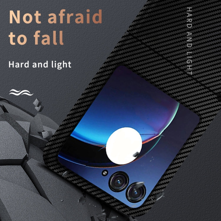 For Motorola Razr 50 Carbon Fiber Texture Shockproof Phone Case(Black Blue) by buy2fix