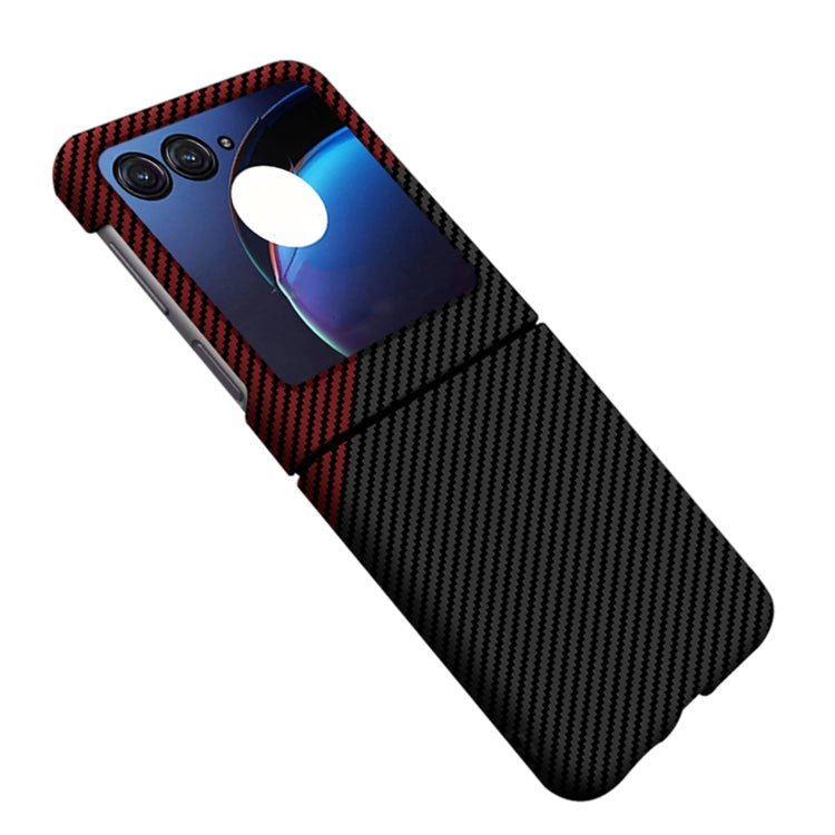 For Motorola Razr 50 Carbon Fiber Texture Shockproof Phone Case(Black Red) - Motorola Cases by buy2fix | Online Shopping UK | buy2fix