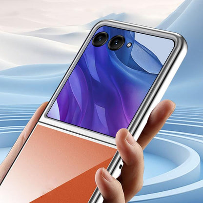 For Motorola Razr 50 Ultra Super Thin Electroplating Transparent Folding Phone Case(Gold) by buy2fix