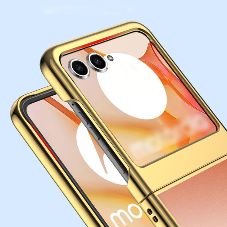 For Motorola Razr 50 Super Thin Electroplating Transparent Folding Phone Case(Gold) by buy2fix