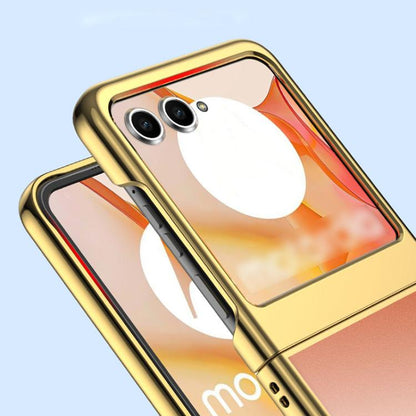For Motorola Razr 50 Super Thin Electroplating Transparent Folding Phone Case(Gold) by buy2fix