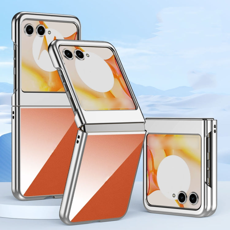 For Motorola Razr 50 Super Thin Electroplating Transparent Folding Phone Case(Silver) by buy2fix