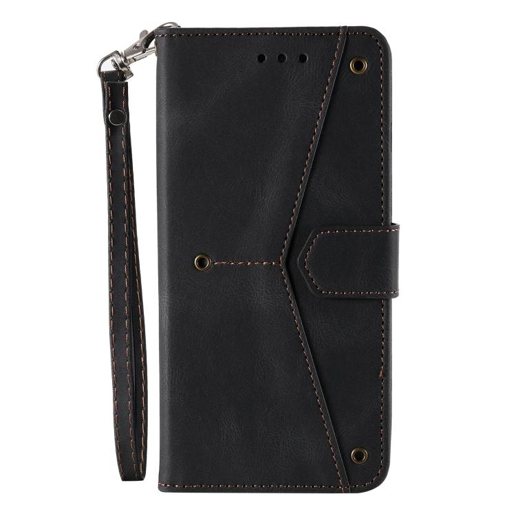 For iPhone 16e Nail Skin Feel Stitching Calf Texture Leather Phone Case(Black) - iPhone 16e Cases by buy2fix | Online Shopping UK | buy2fix