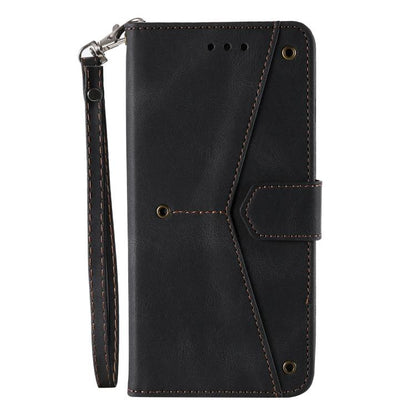 For iPhone 16e Nail Skin Feel Stitching Calf Texture Leather Phone Case(Black) - iPhone 16e Cases by buy2fix | Online Shopping UK | buy2fix