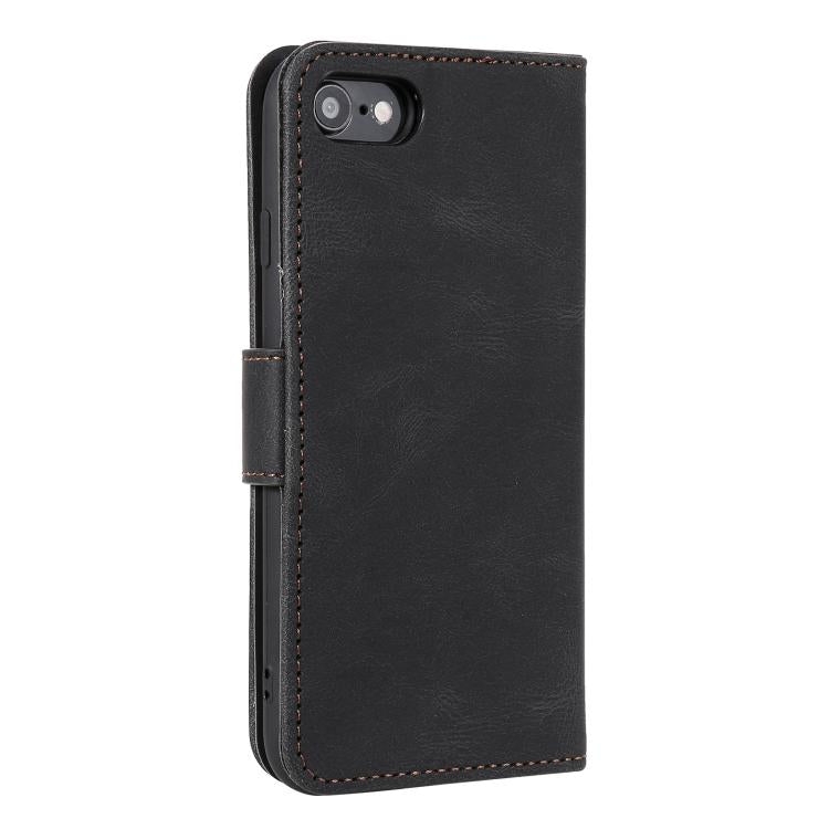 For iPhone 16e Nail Skin Feel Stitching Calf Texture Leather Phone Case(Black) - iPhone 16e Cases by buy2fix | Online Shopping UK | buy2fix