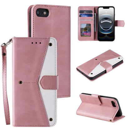 For iPhone 16e Nail Skin Feel Stitching Calf Texture Leather Phone Case(Rose Gold) - iPhone 16e Cases by buy2fix | Online Shopping UK | buy2fix