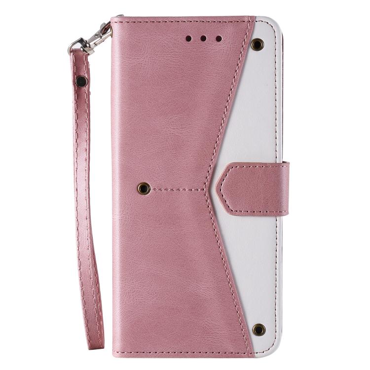 For iPhone 16e Nail Skin Feel Stitching Calf Texture Leather Phone Case(Rose Gold) - iPhone 16e Cases by buy2fix | Online Shopping UK | buy2fix