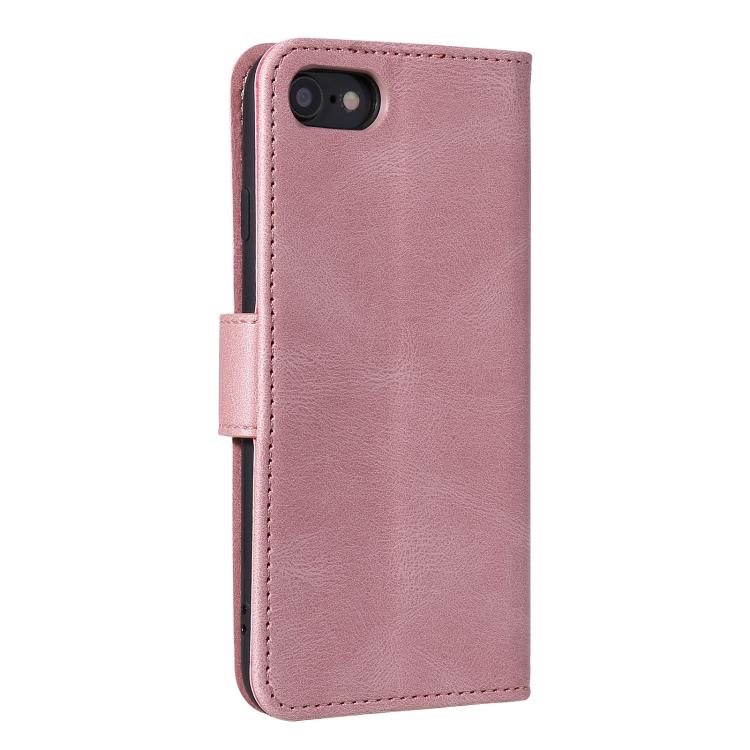 For iPhone 16e Nail Skin Feel Stitching Calf Texture Leather Phone Case(Rose Gold) - iPhone 16e Cases by buy2fix | Online Shopping UK | buy2fix