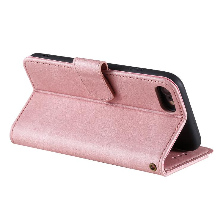 For iPhone 16e Nail Skin Feel Stitching Calf Texture Leather Phone Case(Rose Gold) - iPhone 16e Cases by buy2fix | Online Shopping UK | buy2fix