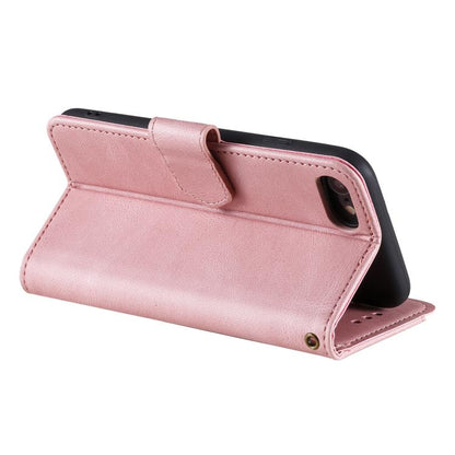 For iPhone 16e Nail Skin Feel Stitching Calf Texture Leather Phone Case(Rose Gold) - iPhone 16e Cases by buy2fix | Online Shopping UK | buy2fix