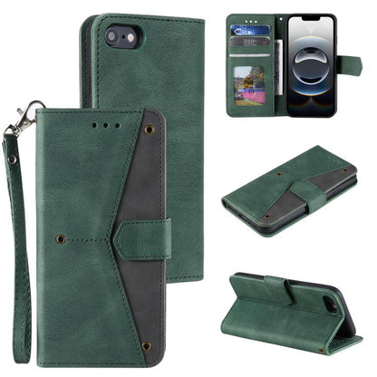 For iPhone 16e Nail Skin Feel Stitching Calf Texture Leather Phone Case(Green) - iPhone 16e Cases by buy2fix | Online Shopping UK | buy2fix