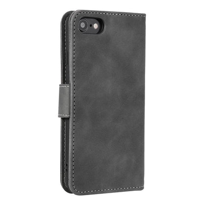 For iPhone 16e Nail Skin Feel Stitching Calf Texture Leather Phone Case(Grey) - iPhone 16e Cases by buy2fix | Online Shopping UK | buy2fix