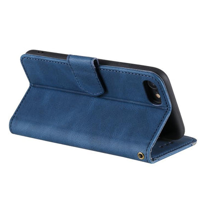 For iPhone 16e Nail Skin Feel Stitching Calf Texture Leather Phone Case(Blue) - iPhone 16e Cases by buy2fix | Online Shopping UK | buy2fix