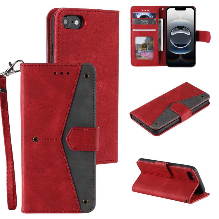 For iPhone 16e Nail Skin Feel Stitching Calf Texture Leather Phone Case(Red) - iPhone 16e Cases by buy2fix | Online Shopping UK | buy2fix