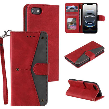 For iPhone 16e Nail Skin Feel Stitching Calf Texture Leather Phone Case(Red) - iPhone 16e Cases by buy2fix | Online Shopping UK | buy2fix