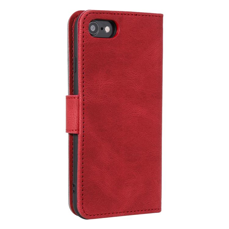 For iPhone 16e Nail Skin Feel Stitching Calf Texture Leather Phone Case(Red) - iPhone 16e Cases by buy2fix | Online Shopping UK | buy2fix