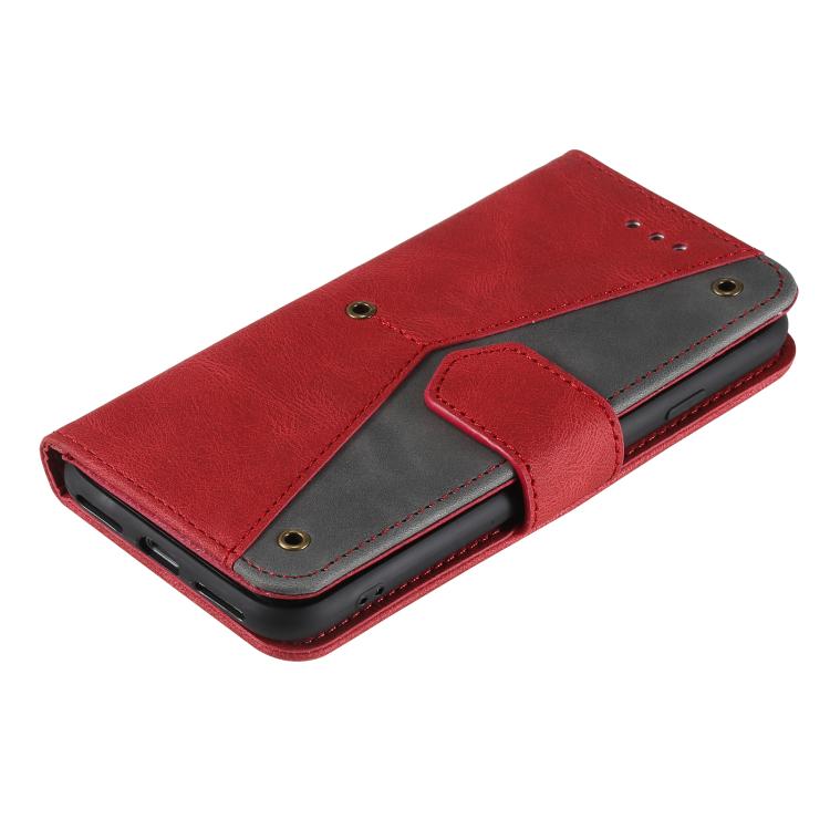 For iPhone 16e Nail Skin Feel Stitching Calf Texture Leather Phone Case(Red) - iPhone 16e Cases by buy2fix | Online Shopping UK | buy2fix