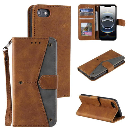 For iPhone 16e Nail Skin Feel Stitching Calf Texture Leather Phone Case(Brown) - iPhone 16e Cases by buy2fix | Online Shopping UK | buy2fix