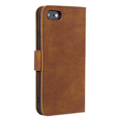 For iPhone 16e Nail Skin Feel Stitching Calf Texture Leather Phone Case(Brown) - iPhone 16e Cases by buy2fix | Online Shopping UK | buy2fix