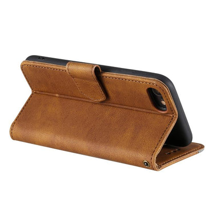 For iPhone 16e Nail Skin Feel Stitching Calf Texture Leather Phone Case(Brown) - iPhone 16e Cases by buy2fix | Online Shopping UK | buy2fix