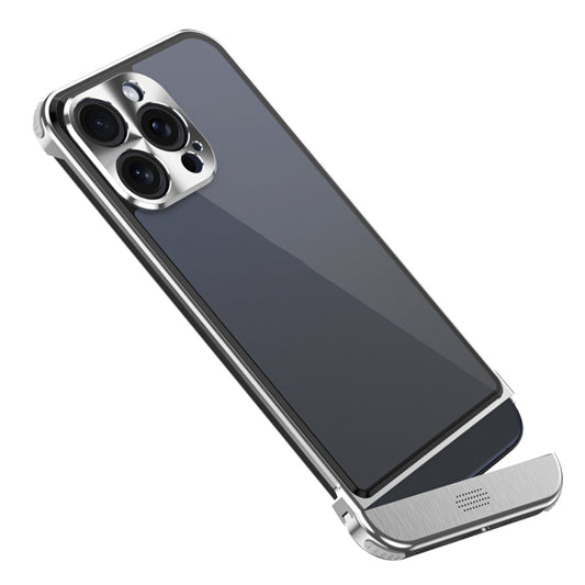 For iPhone 15 Pro Metal Scissor Holder Translucent Aroma Phone Case(Silver) - iPhone 15 Pro Cases by buy2fix | Online Shopping UK | buy2fix