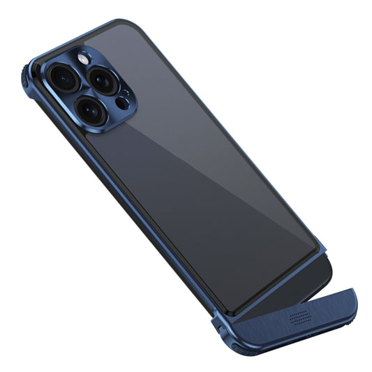 For iPhone 15 Pro Metal Scissor Holder Translucent Aroma Phone Case(Blue) - iPhone 15 Pro Cases by buy2fix | Online Shopping UK | buy2fix