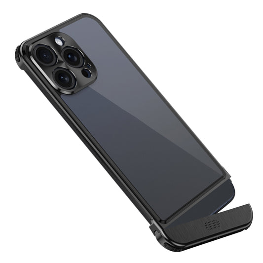 For iPhone 15 Pro Metal Scissor Holder Translucent Aroma Phone Case(Black) - iPhone 15 Pro Cases by buy2fix | Online Shopping UK | buy2fix