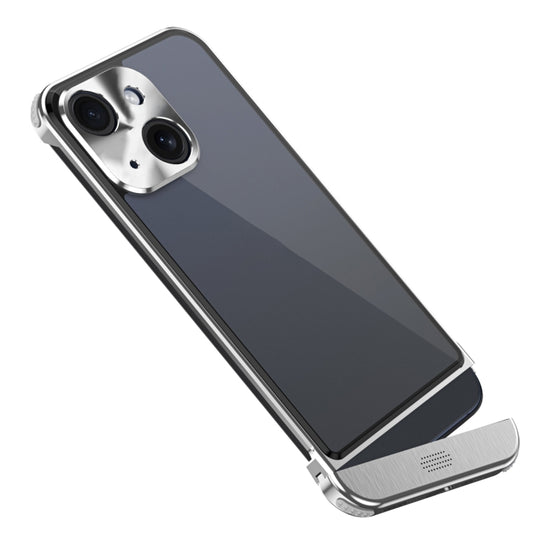 For iPhone 15 Metal Scissor Holder Translucent Aroma Phone Case(Silver)