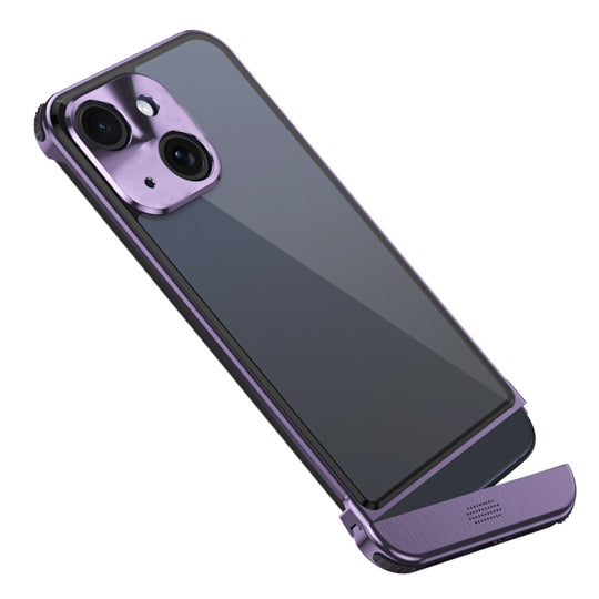 For iPhone 15 Metal Scissor Holder Translucent Aroma Phone Case(Purple)