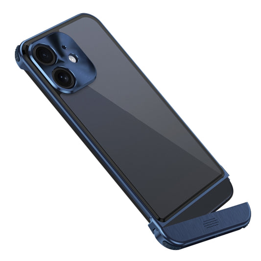 For iPhone 12 Metal Scissor Holder Translucent Aroma Phone Case(Blue) - iPhone 12 / 12 Pro Cases by buy2fix | Online Shopping UK | buy2fix