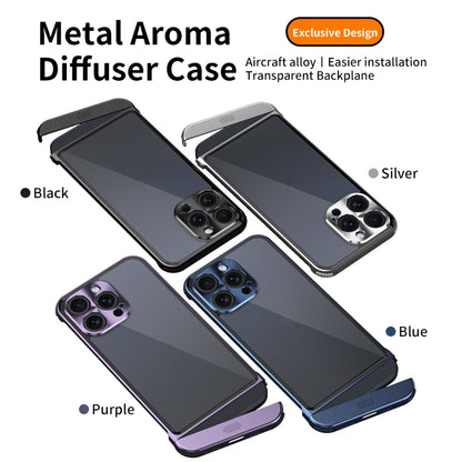 For iPhone 15 Pro Metal Scissor Holder Translucent Aroma Phone Case(Blue) - iPhone 15 Pro Cases by buy2fix | Online Shopping UK | buy2fix