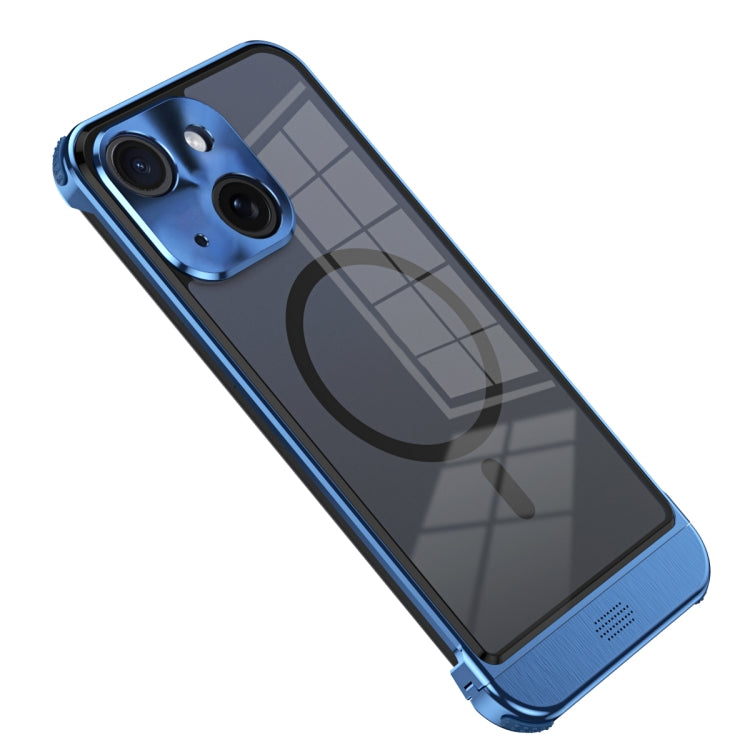 For iPhone 14 Metal Scissor Design Aroma MagSafe Phone Case(Blue) - iPhone 14 Cases by buy2fix | Online Shopping UK | buy2fix