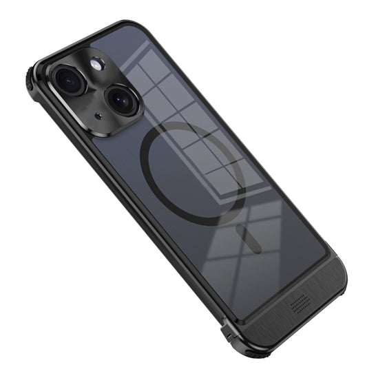 For iPhone 14 Metal Scissor Design Aroma MagSafe Phone Case(Black) by buy2fix