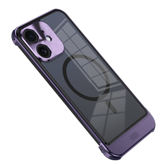 For iPhone 12 Metal Scissor Design Aroma MagSafe Phone Case(Purple) - iPhone 12 / 12 Pro Cases by buy2fix | Online Shopping UK | buy2fix