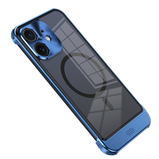 For iPhone 12 Metal Scissor Design Aroma MagSafe Phone Case(Blue) - iPhone 12 / 12 Pro Cases by buy2fix | Online Shopping UK | buy2fix