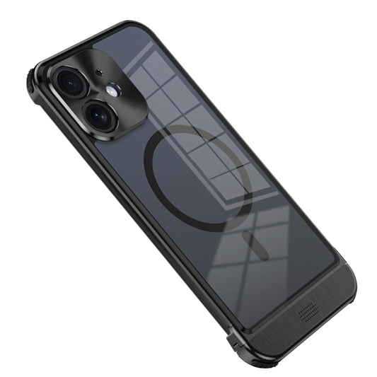 For iPhone 12 Metal Scissor Design Aroma MagSafe Phone Case(Black) - iPhone 12 / 12 Pro Cases by buy2fix | Online Shopping UK | buy2fix