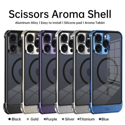 For iPhone 15 Pro Metal Scissor Design Aroma MagSafe Phone Case(Purple) - iPhone 15 Pro Cases by buy2fix | Online Shopping UK | buy2fix