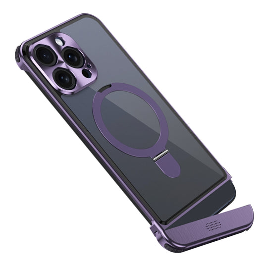 For iPhone 15 Pro Metal Scissor Design Aroma MagSafe Ring Holder Phone Case(Purple) - iPhone 15 Pro Cases by buy2fix | Online Shopping UK | buy2fix