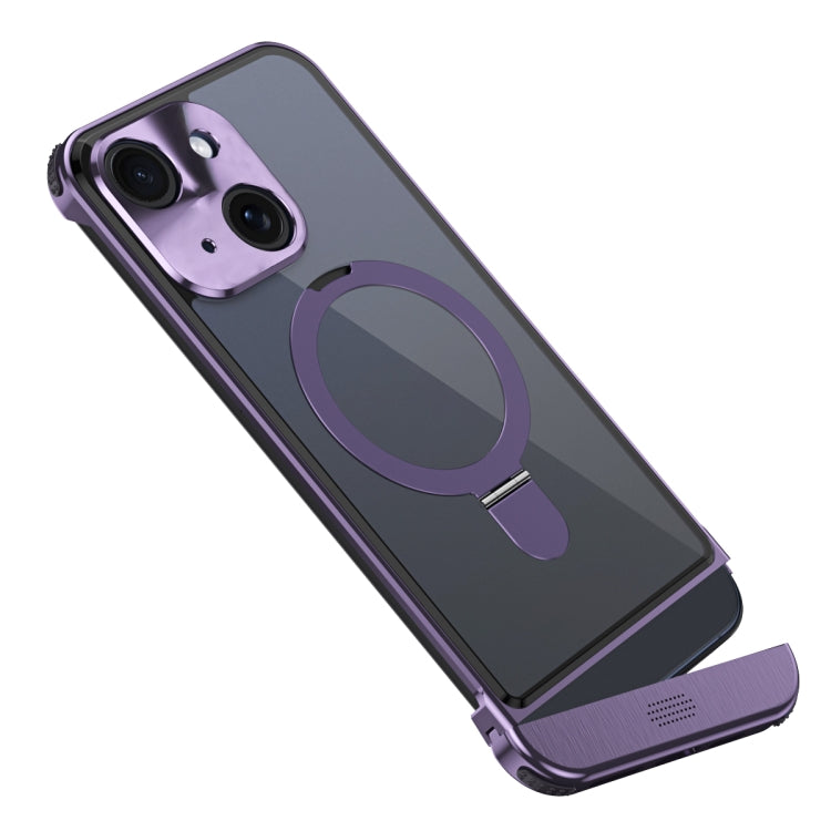 For iPhone 15 Metal Scissor Design Aroma MagSafe Ring Holder Phone Case(Purple) - iPhone 15 Cases by buy2fix | Online Shopping UK | buy2fix