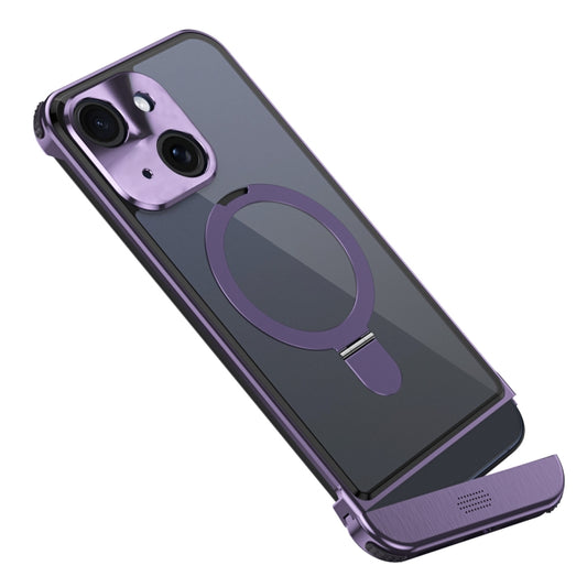 For iPhone 15 Metal Scissor Design Aroma MagSafe Ring Holder Phone Case(Purple) - iPhone 15 Cases by buy2fix | Online Shopping UK | buy2fix