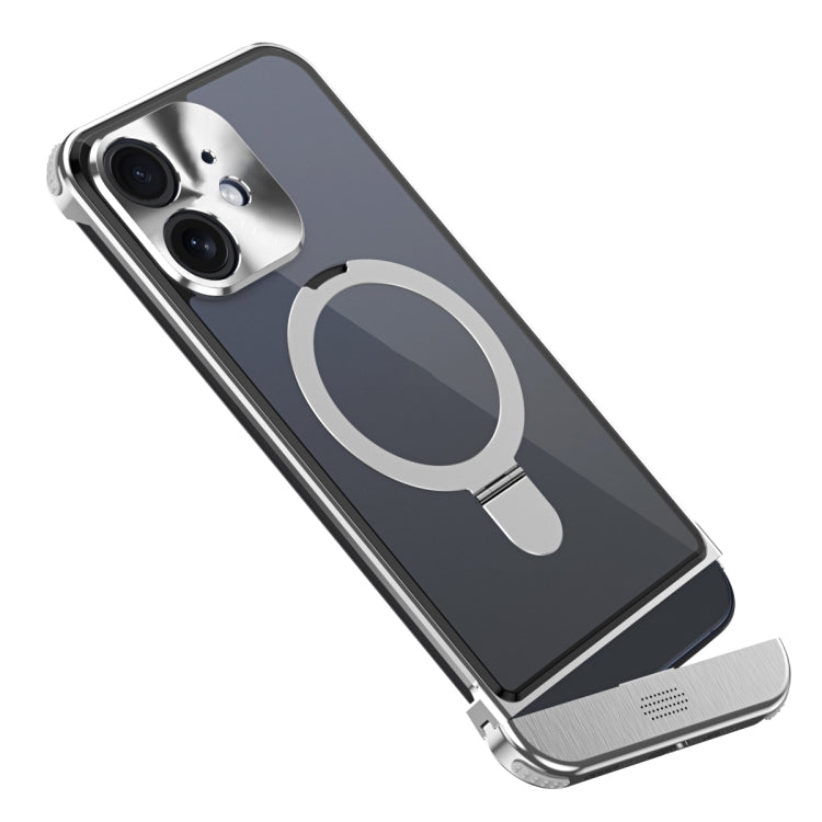 For iPhone 12 Metal Scissor Design Aroma MagSafe Ring Holder Phone Case(Silver) - iPhone 12 / 12 Pro Cases by buy2fix | Online Shopping UK | buy2fix