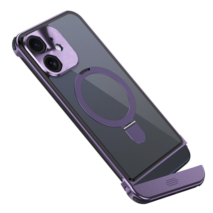 For iPhone 12 Metal Scissor Design Aroma MagSafe Ring Holder Phone Case(Purple) - iPhone 12 / 12 Pro Cases by buy2fix | Online Shopping UK | buy2fix