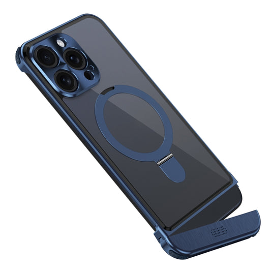 For iPhone 12 Pro Max Metal Scissor Design Aroma MagSafe Ring Holder Phone Case(Blue) - iPhone 12 Pro Max Cases by buy2fix | Online Shopping UK | buy2fix