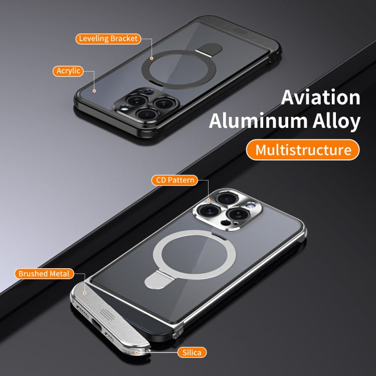 For iPhone 15 Pro Metal Scissor Design Aroma MagSafe Ring Holder Phone Case(Silver) - iPhone 15 Pro Cases by buy2fix | Online Shopping UK | buy2fix
