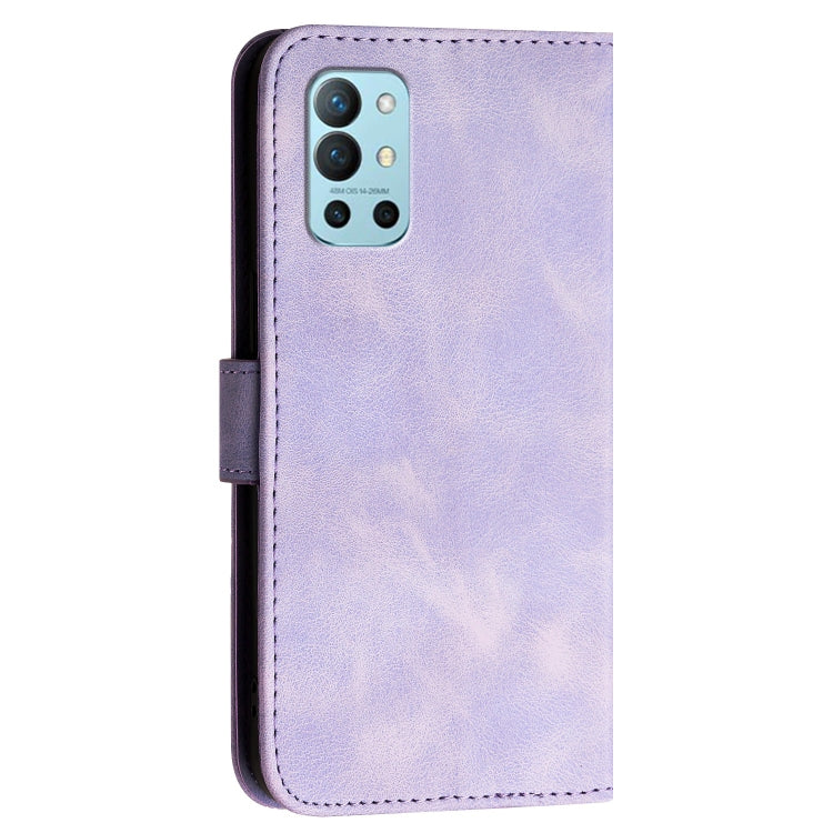 For OnePlus 11 Grid Butterfly Embossed Pattern Flip Leather Phone Case with Lanyard(Light Purple) - OnePlus Cases by buy2fix | Online Shopping UK | buy2fix