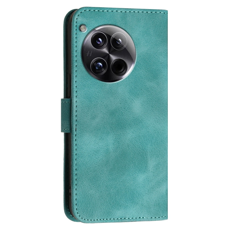 For OnePlus 12 Grid Butterfly Embossed Pattern Flip Leather Phone Case with Lanyard(Light Blue) - OnePlus Cases by buy2fix | Online Shopping UK | buy2fix